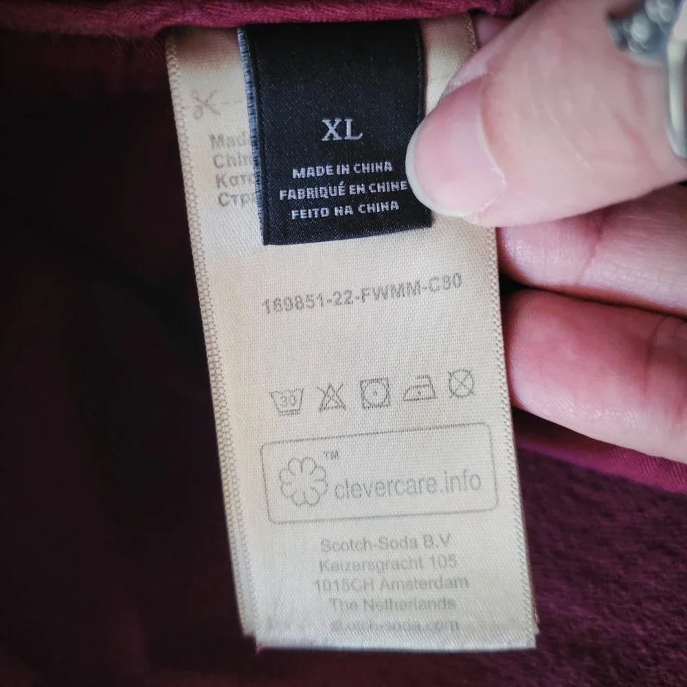 Scotch & Soda Corduroy Pants Mens XL Burgundy Purple Drawstring Trousers Casual‎